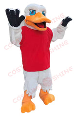 Disfraz de mascota de halcón azul con camisa blanca, tamaño adulto, para hombre y mujer, con ventilador incorporado en la cabeza 