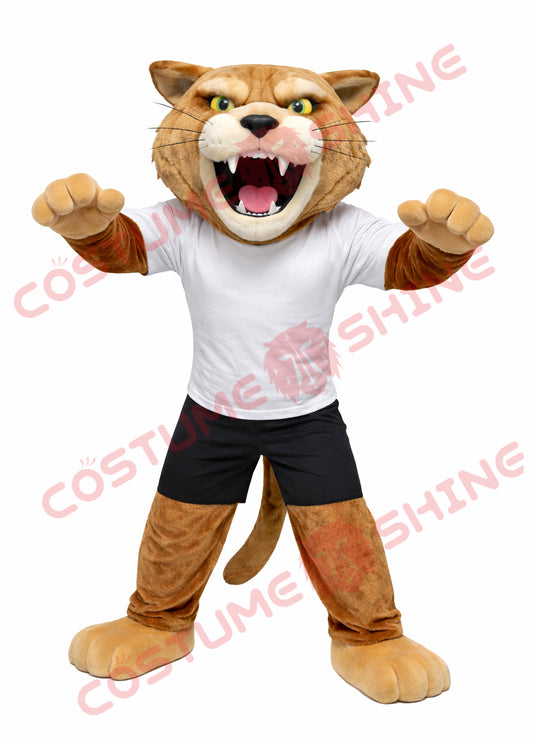 Wildcat Mascot Costume Adult – White Shirt Full Body Suit
