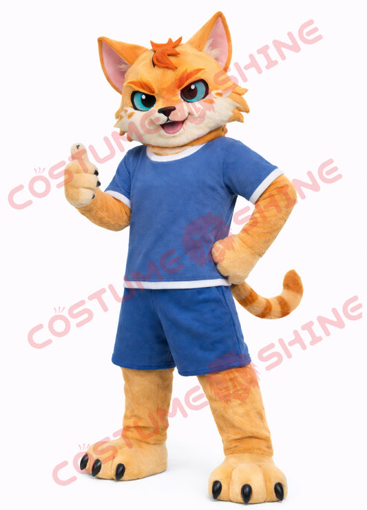 Wildcat Mascot Costume Adult – Blue Sports Outfit