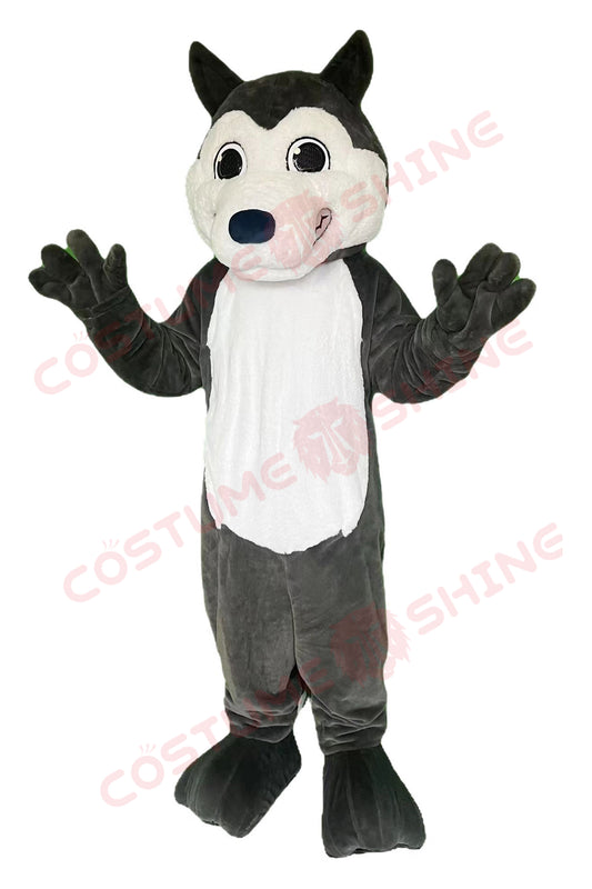 Wolf Mascot Costume with Fluffy Grey and White Suit – Husky Mascot Outfit for Events