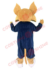 Wolf Mascot Costume with Blue Outfit | Custom Animal Suit for School Events