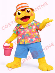 Yellow Frog Mascot Costume for Adults in Tropical Beach Style